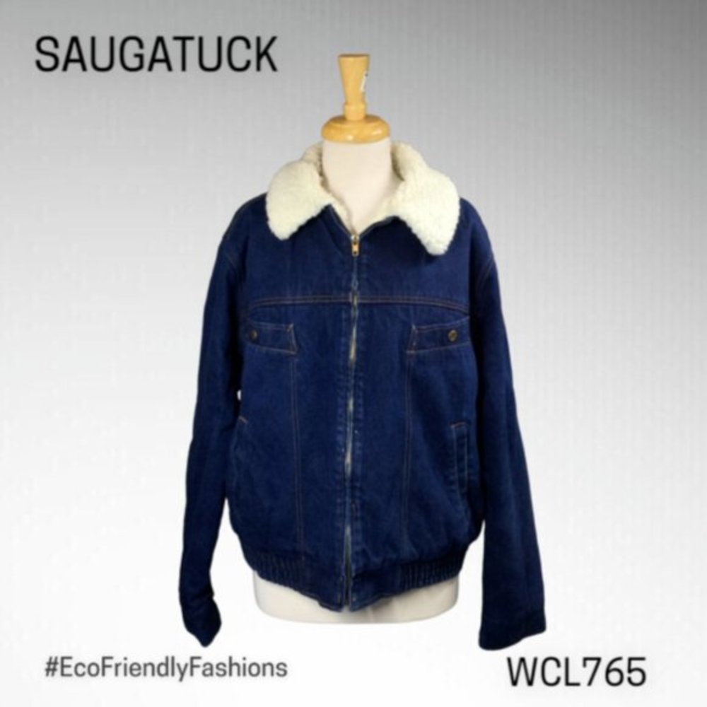 Saugatuck Mens Blue Long Sleeve Zipped Pocket Motorcycle Jacket Size 42